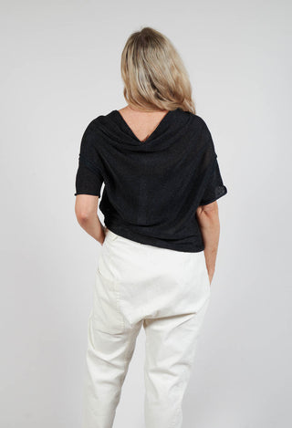 Cropped Metallic Knit in Black Sparkle