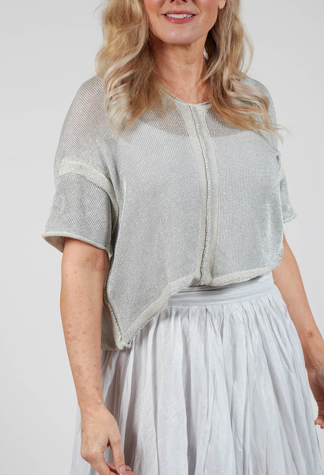 Cropped Metallic Knit in Moon Sparkle