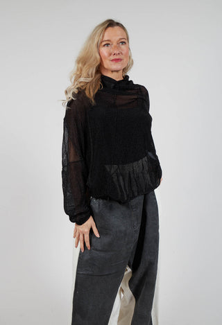 Oversized Sheer Knit in Black Sparkle