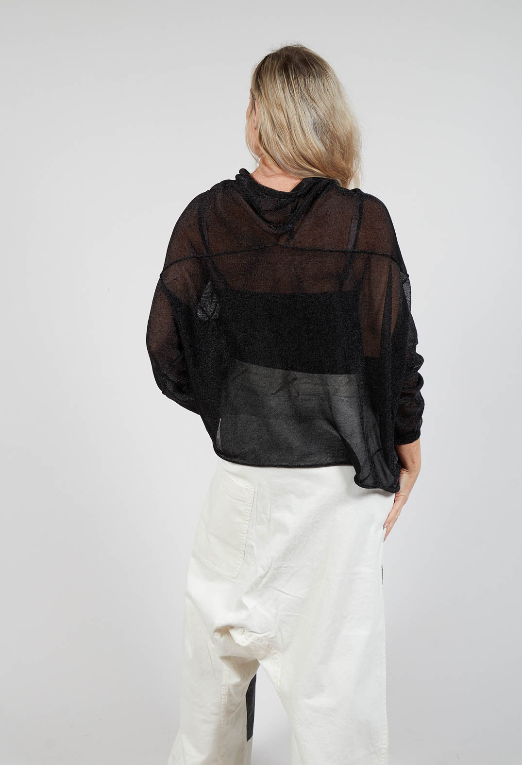 Oversized Sheer Knit in Black Sparkle