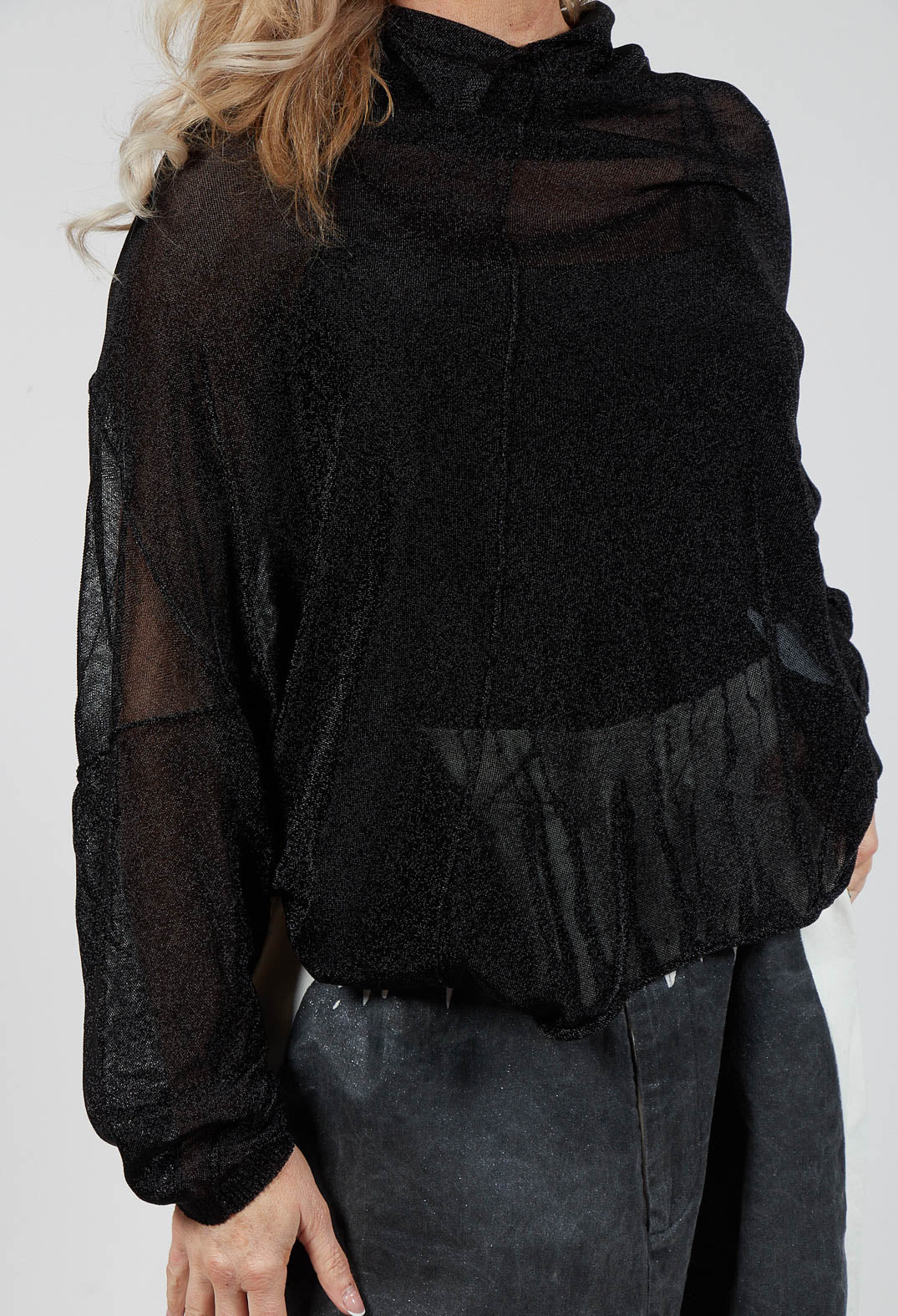 Oversized Sheer Knit in Black Sparkle