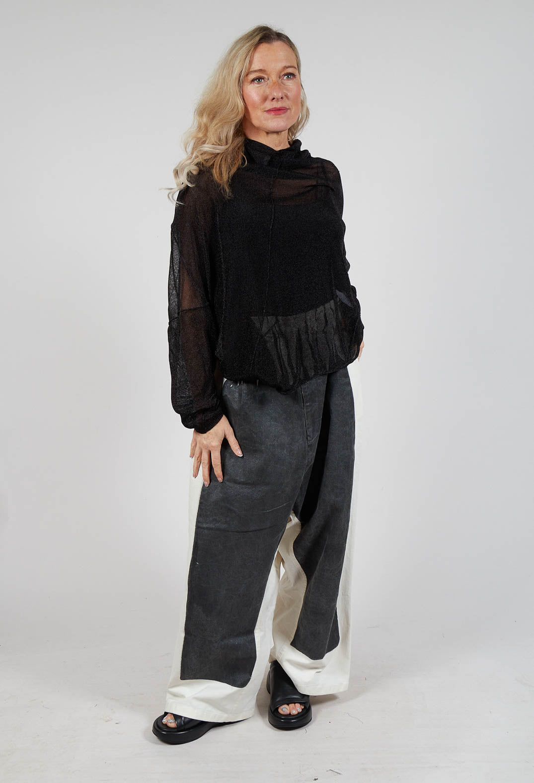 Oversized Sheer Knit in Black Sparkle