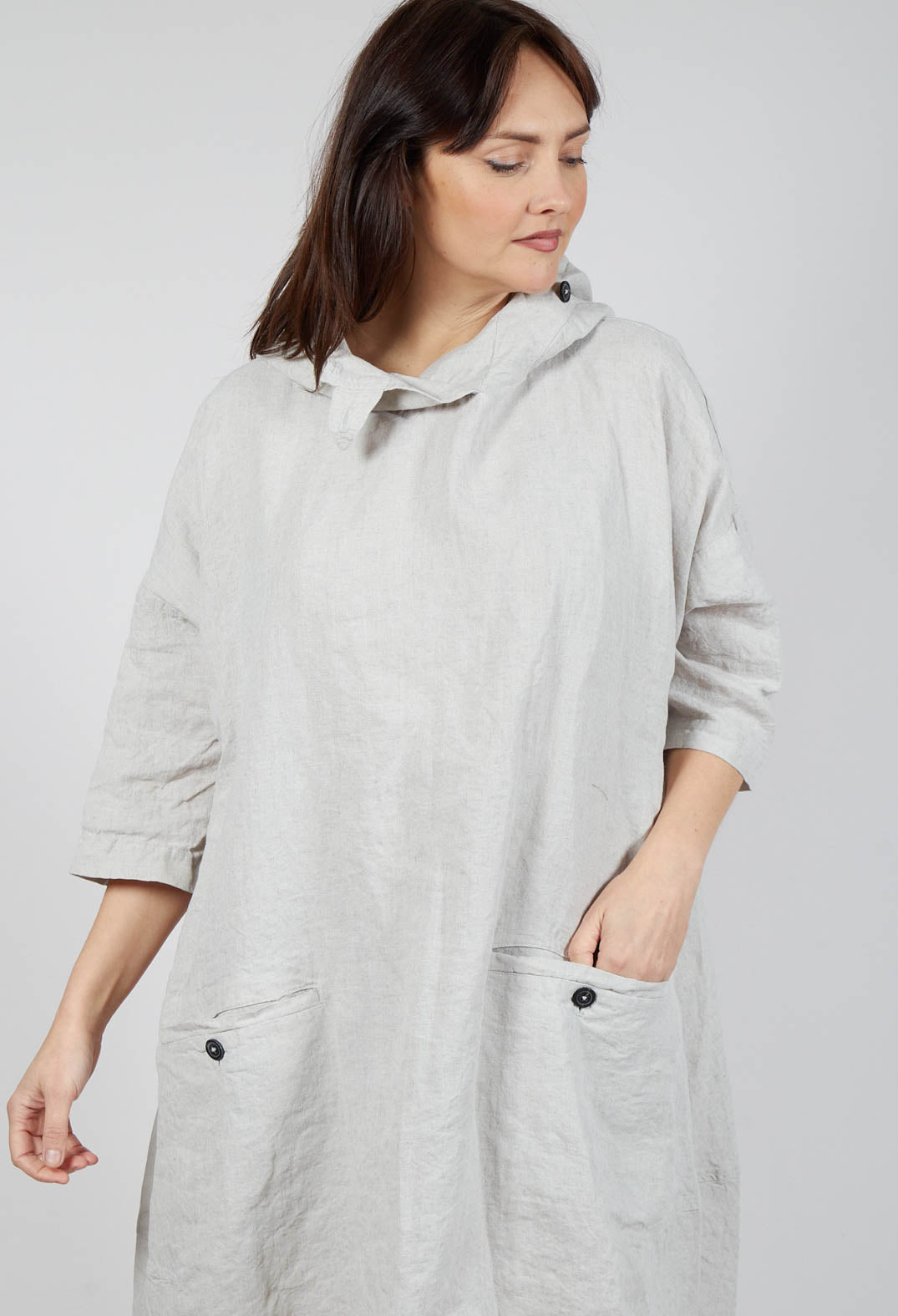 Relaxed Hooded Tunic in Moon Check