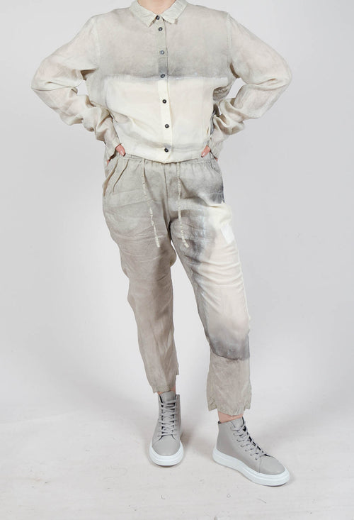 Slim Fit Drawstring Trousers in Moon Pigment