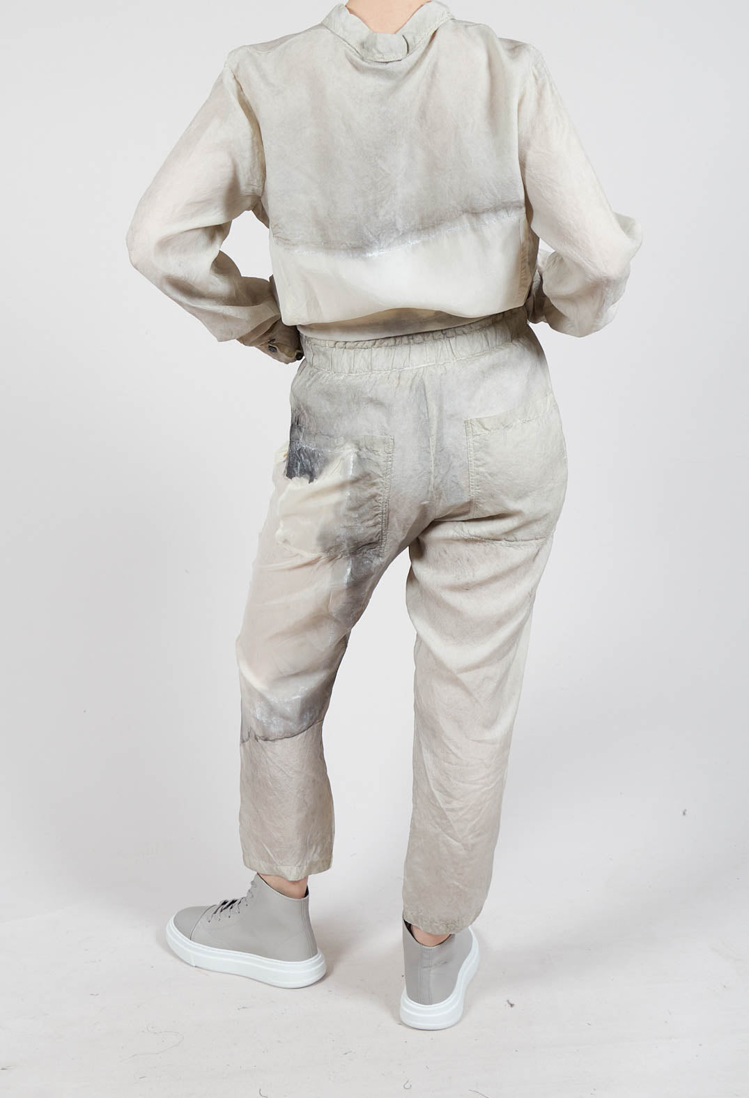 Slim Fit Drawstring Trousers in Moon Pigment