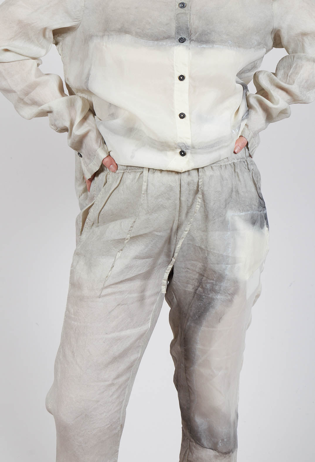 Slim Fit Drawstring Trousers in Moon Pigment