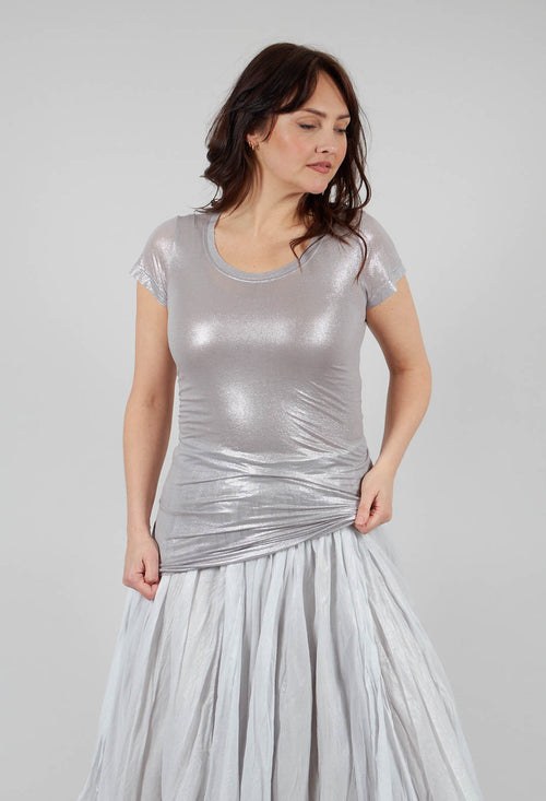 Longline Metallic T-Shirt in Moon Sparkle