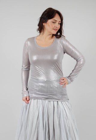 Long Sleeve Metallic T-Shirt in Moon Sparkle