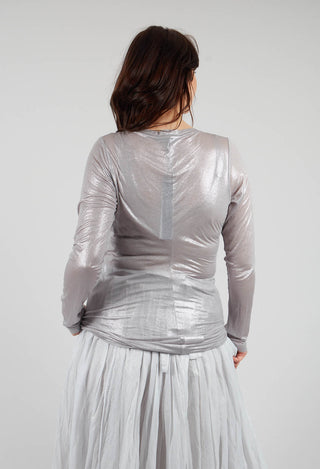 Long Sleeve Metallic T-Shirt in Moon Sparkle