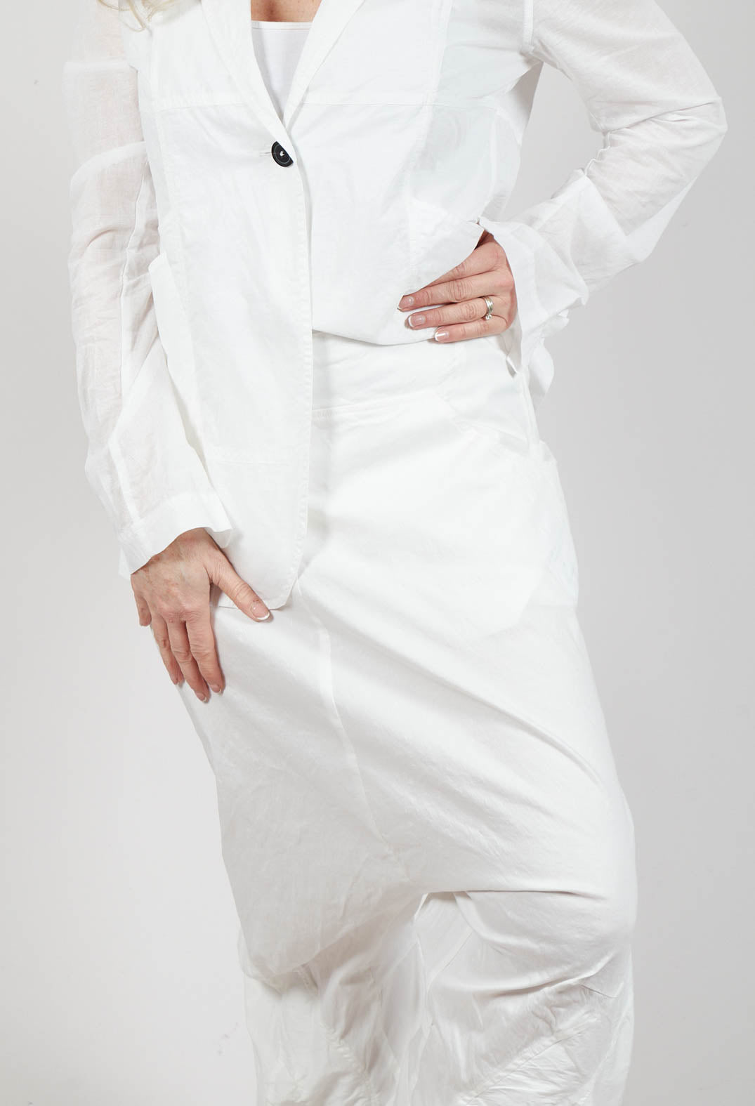 Pull On Drop Crotch Trousers in Starwhite