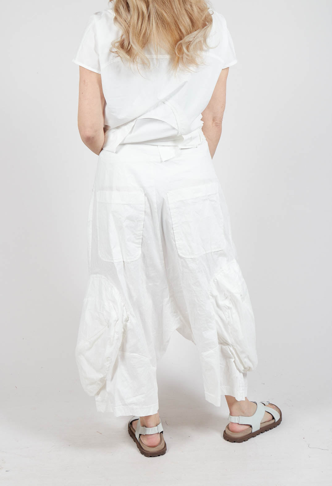 Ankle Cropped Pull On Trousers in Starwhite