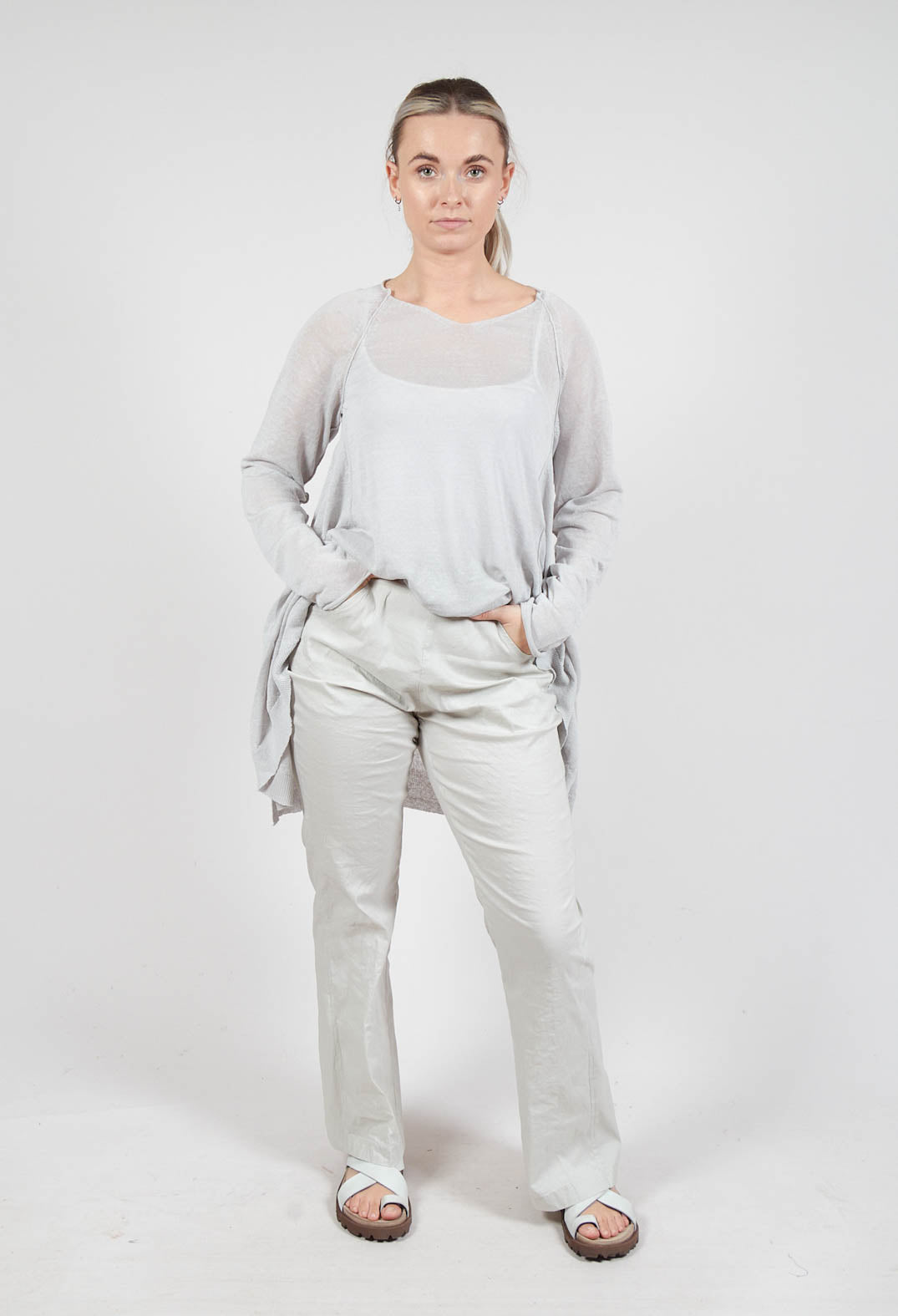 Pull On Slim Fit Trousers in Moon