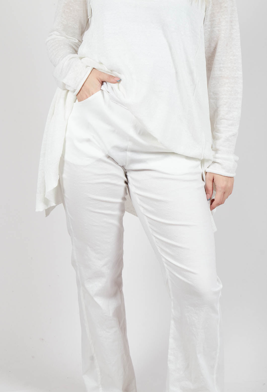 Pull On Slim Fit Trousers in Starwhite