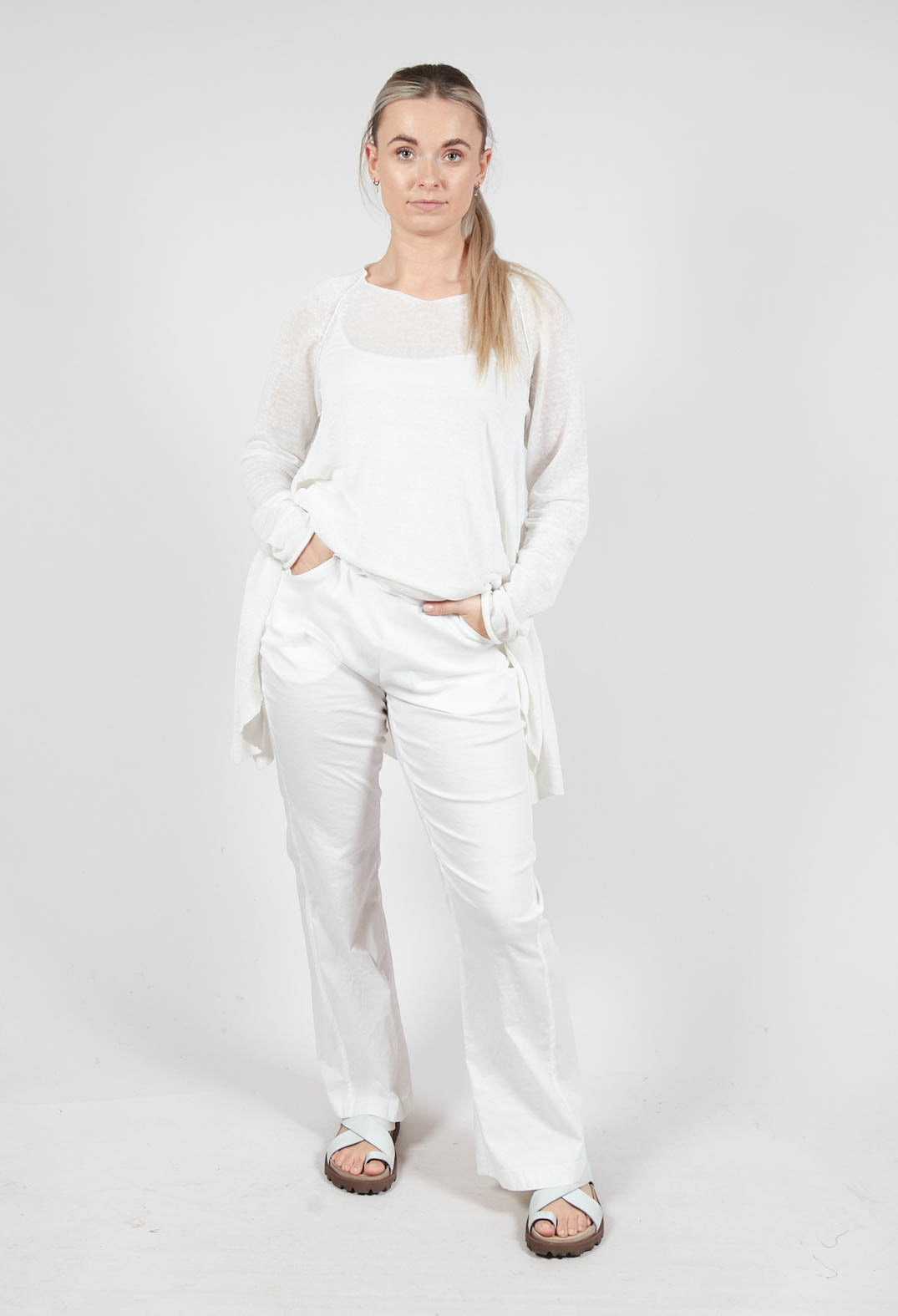 Pull On Slim Fit Trousers in Starwhite