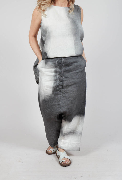 Linen Patch Trousers in Asteroid Pigment