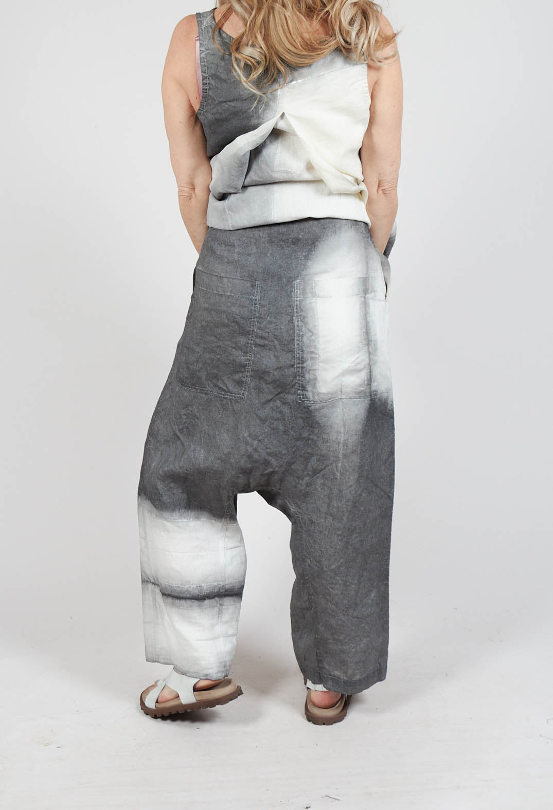 Linen Patch Trousers in Asteroid Pigment