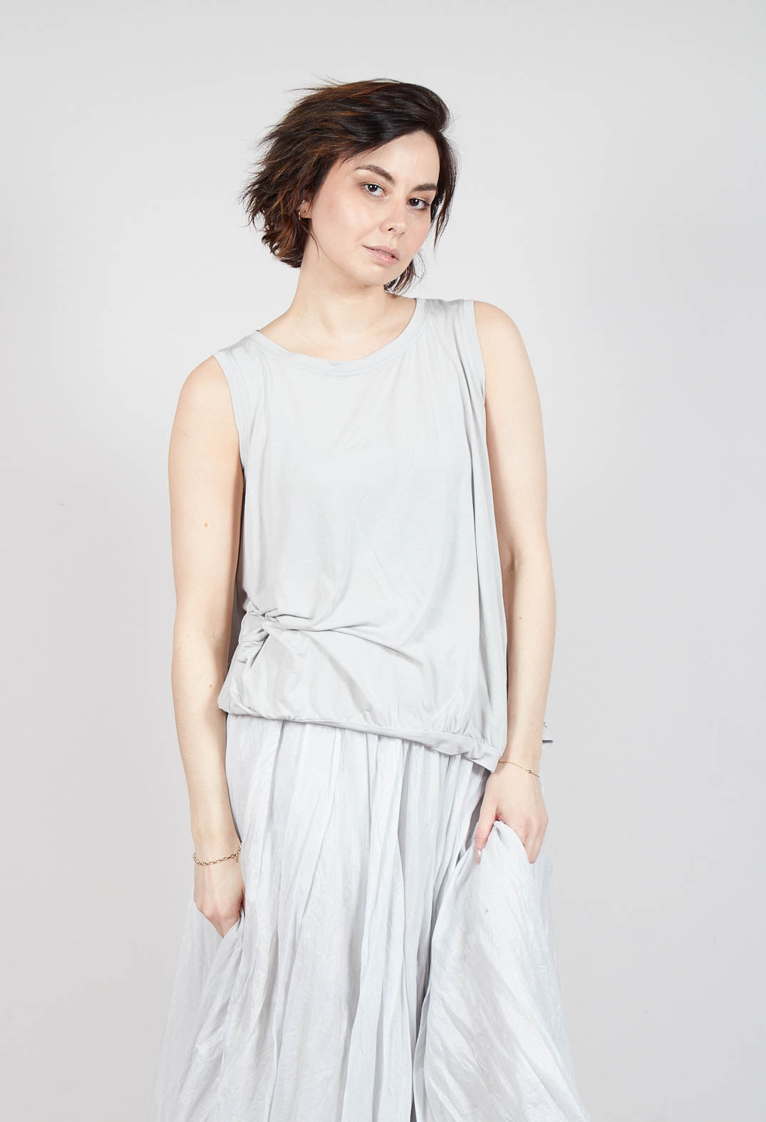 Curved Sleeveless Top in Moon