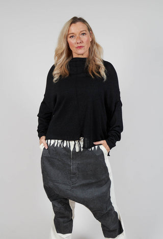 Casual Drop Shoulder Knit in Black Sparkle