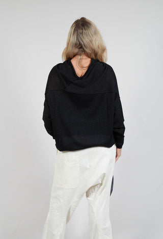 Casual Drop Shoulder Knit in Black Sparkle