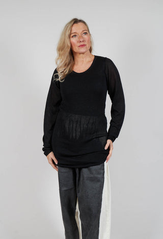 Fine Knit T-Shirt in Black Sparkle