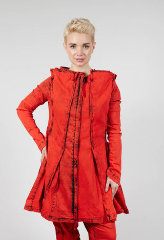 Panelled Denim Coat in Mandarine Dye