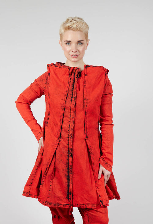 Panelled Denim Coat in Mandarine Dye