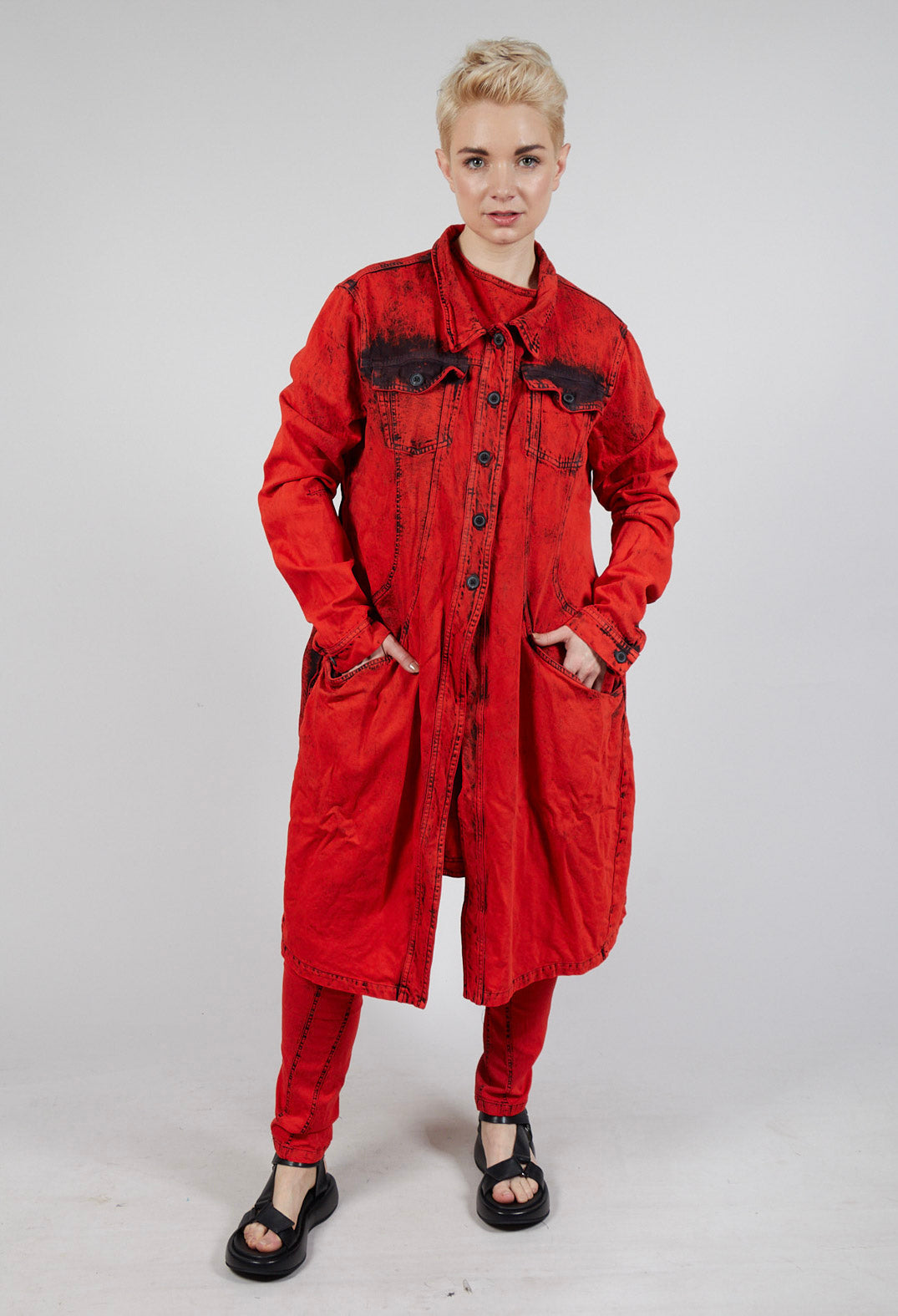 Denim Trench Coat in Mandarine Dye