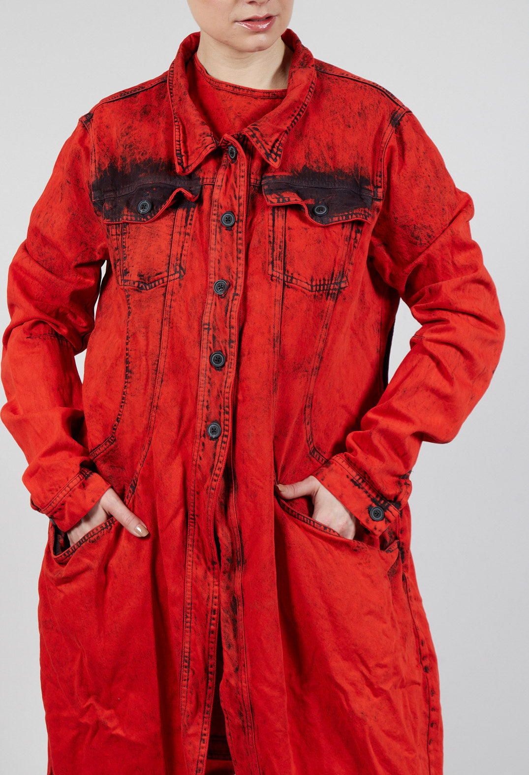 Denim Trench Coat in Mandarine Dye