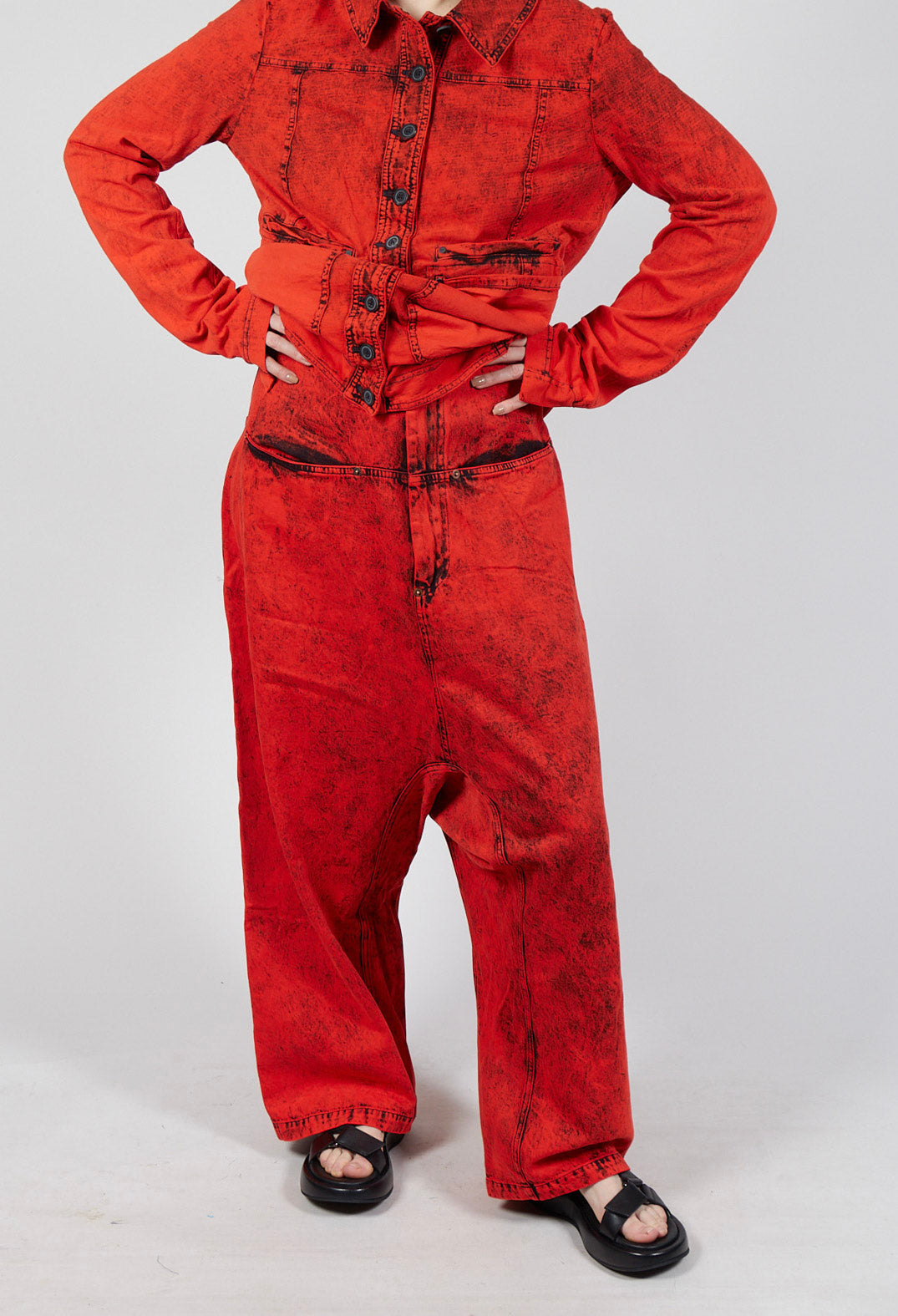 Relaxed Fit Drop-Crotch Jeans in Mandarine Dye