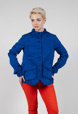 Fitted Button-Down Jacket in Royal