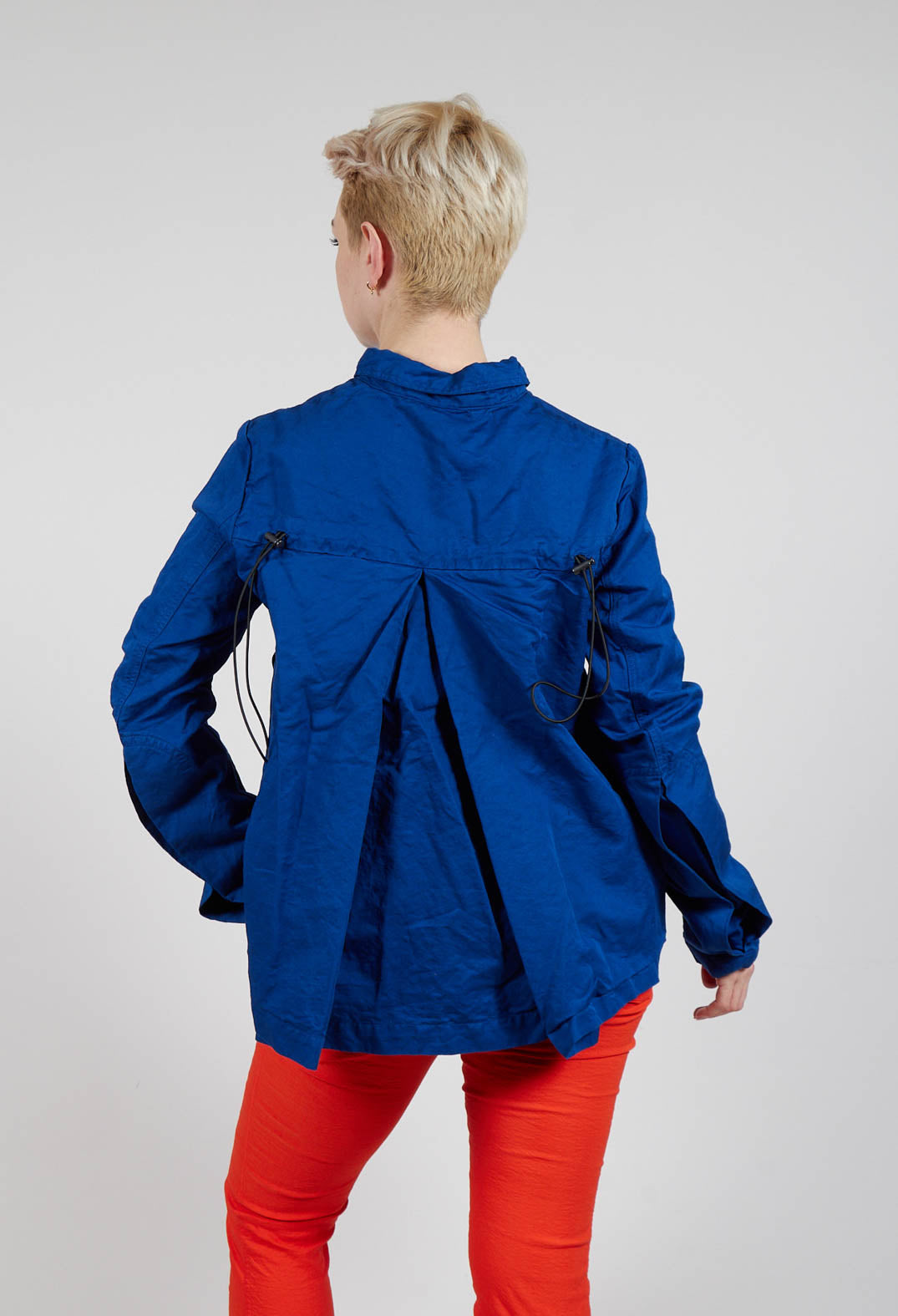 Fitted Button-Down Jacket in Royal