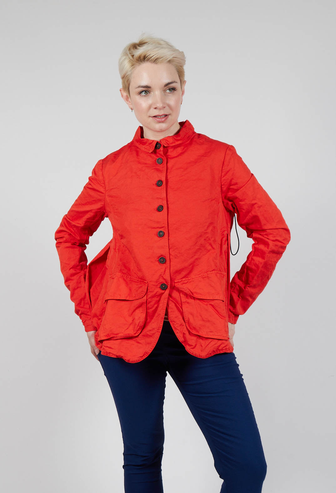 Fitted Button-Down Jacket in Mandarine