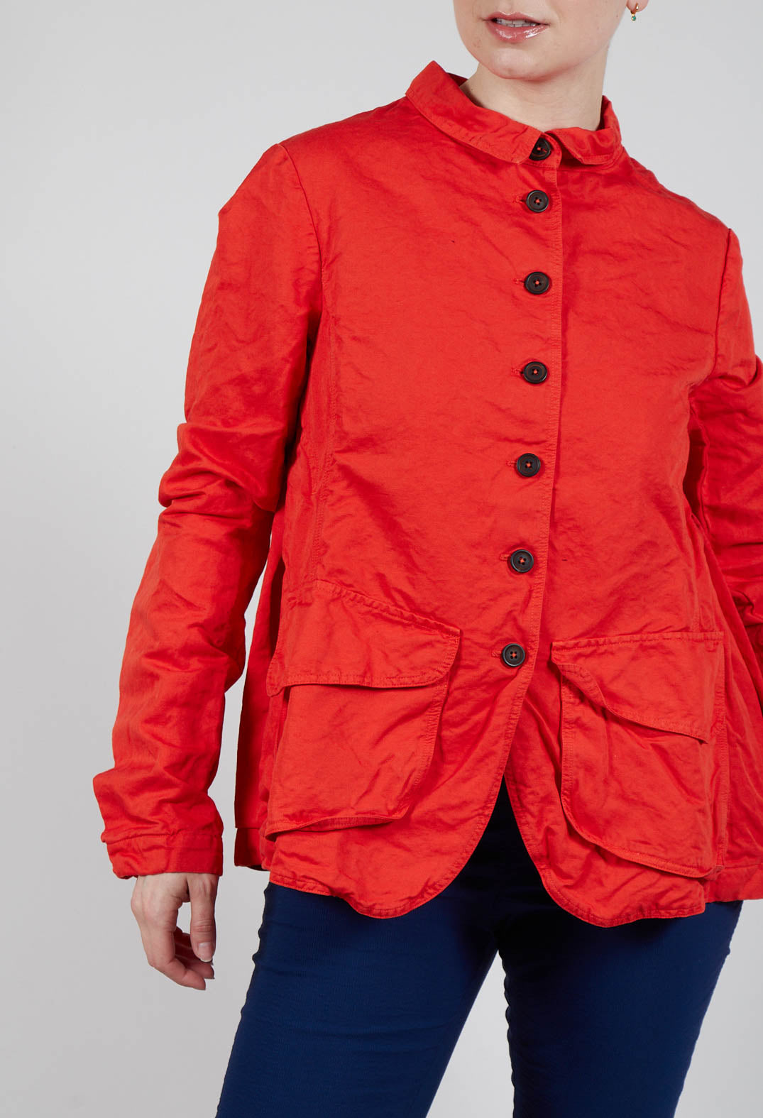 Fitted Button-Down Jacket in Mandarine