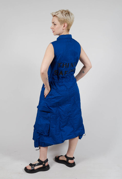 Sleeveless Button-Down Dress in Royal