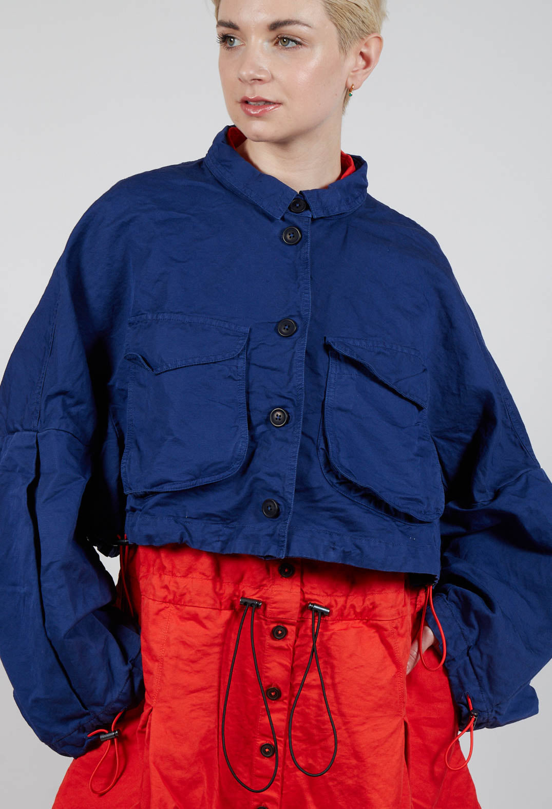 Cropped Utility Jacket in Ocean