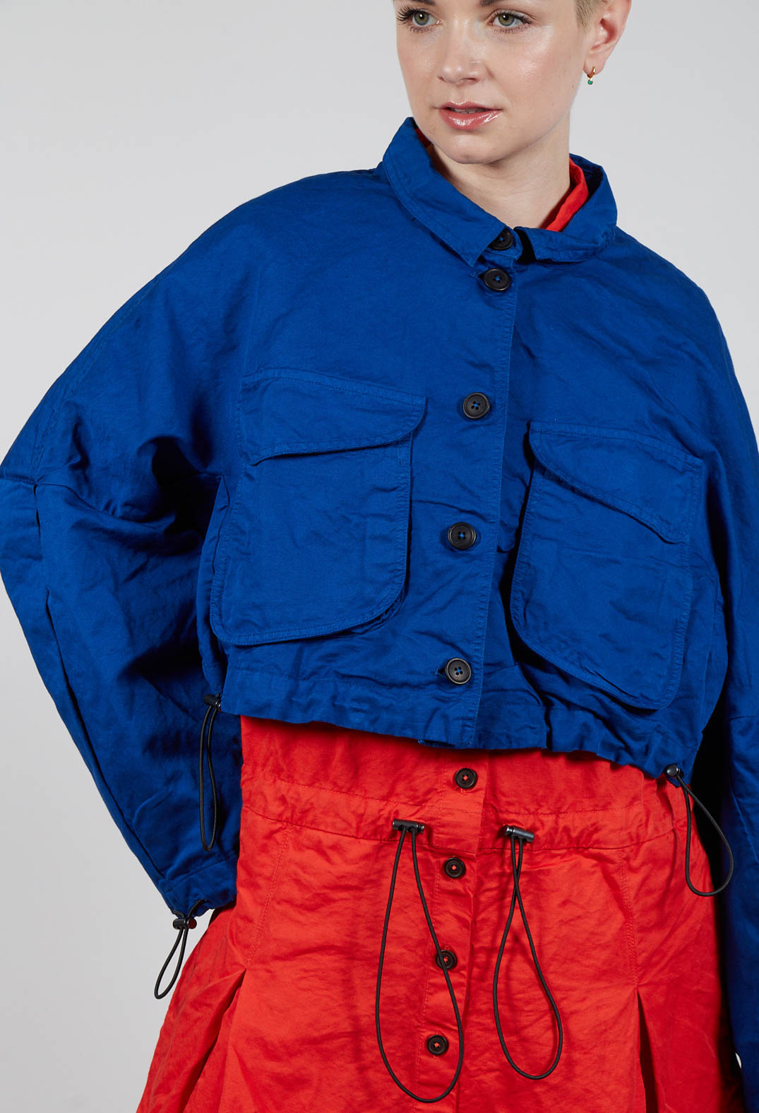 Cropped Utility Jacket in Royal