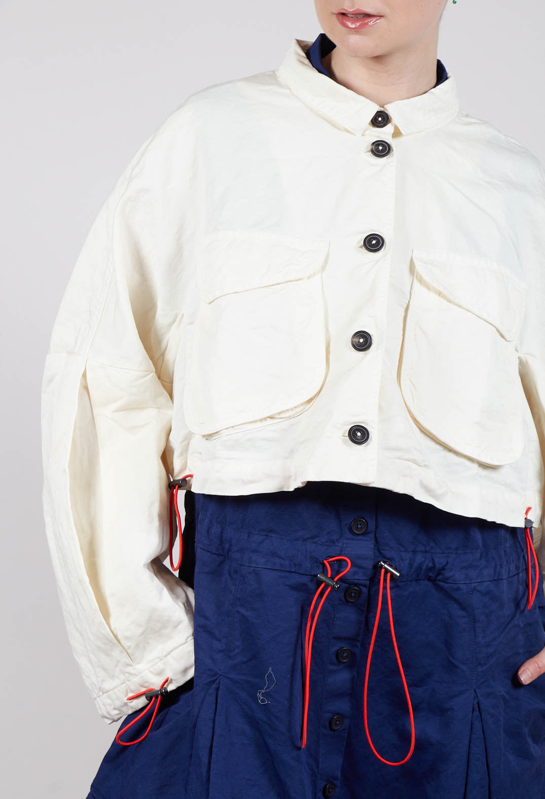 Cropped Utility Jacket in Greige