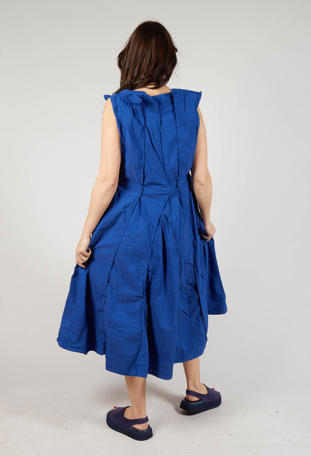 Pleated Sleeveless Midi Dress in Royal