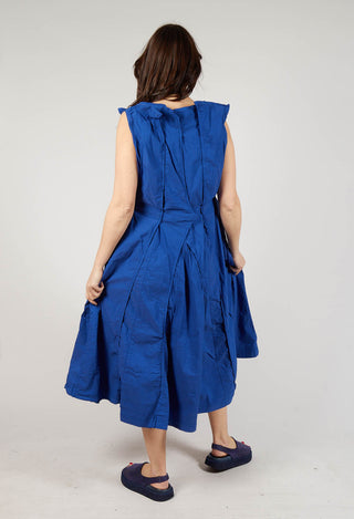 Pleated Sleeveless Midi Dress in Royal