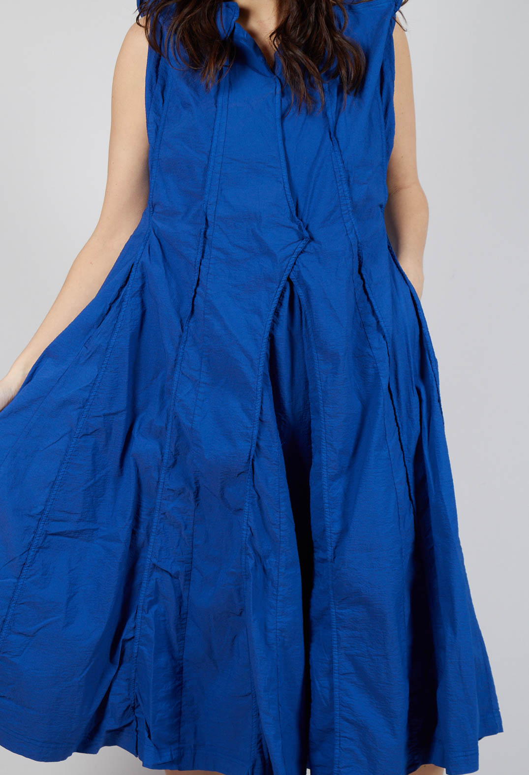 Pleated Sleeveless Midi Dress in Royal