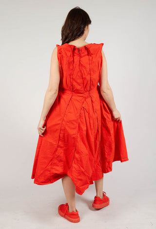 Pleated Sleeveless Midi Dress in Mandarine