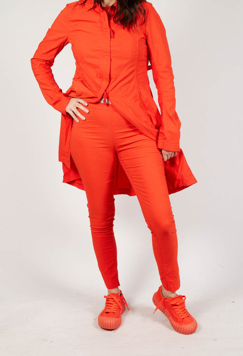 Skinny Fit Mid-Waist Trousers in Mandarine