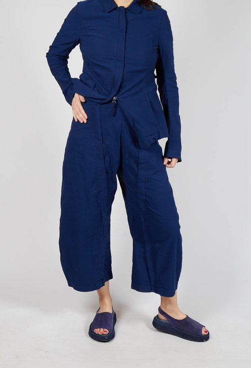 Wide-Leg Barrel-Style Trousers in Ocean