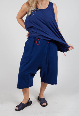 Cropped Drop-Crotch Trousers in Ocean