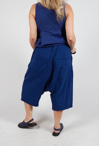 Cropped Drop-Crotch Trousers in Ocean