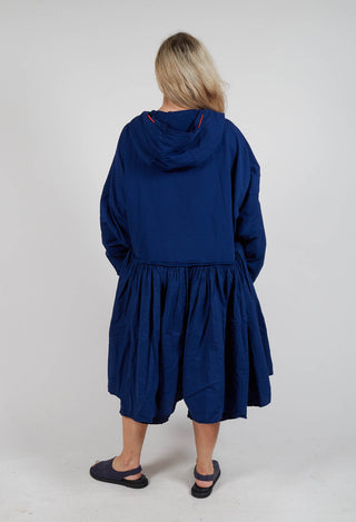 Balloon-Sleeve Hooded Coat in Ocean