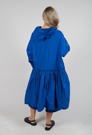 Balloon-Sleeve Hooded Coat in Royal