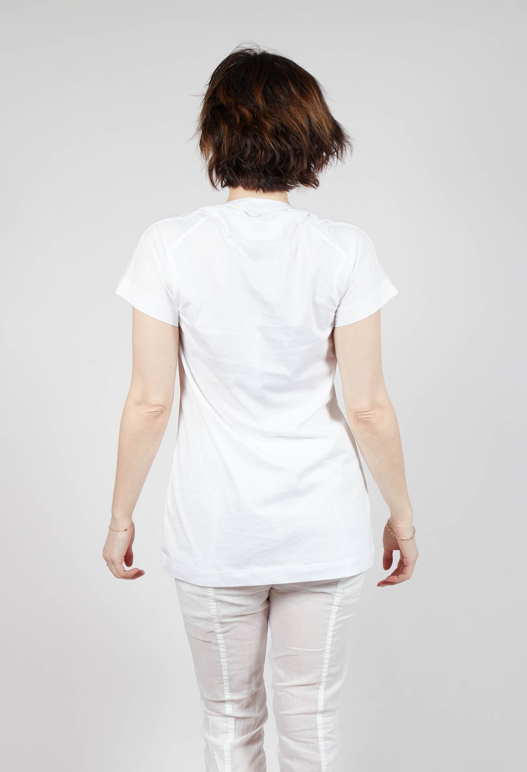 T-Shirt with Square Neckline in Bleach and Royal Print