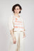 Cropped T-Shirt with Square Neckline in Greige and Mandarine Print