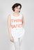 Vest Top with Square Neckline in Bleach and Mandarine Print